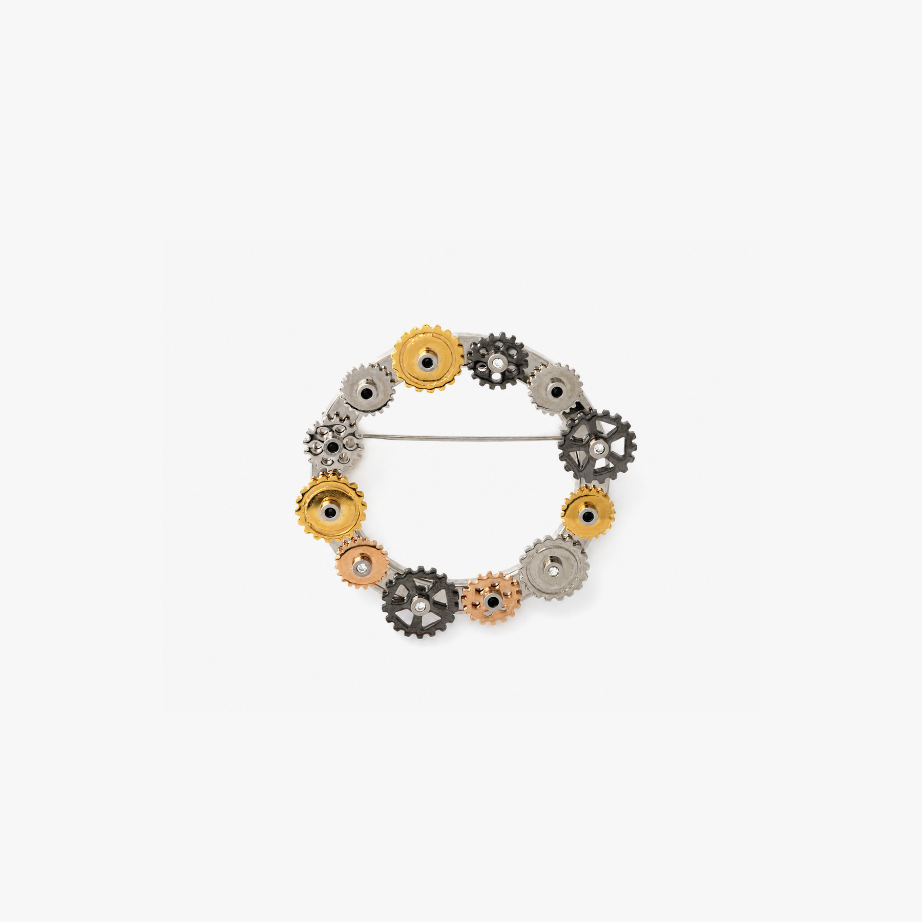 Multi Gear Cerchio Brooch Pin with Rotating Gears