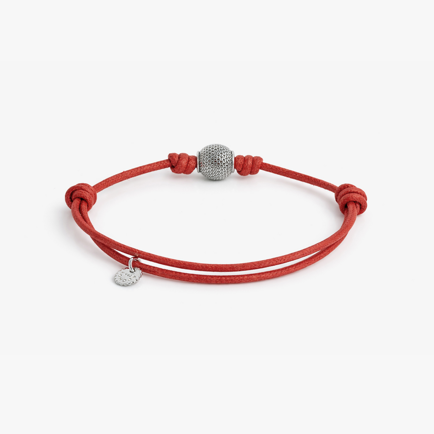 Valentine's Red Mesh Bead Cord Bracelet in Rhodium Plated