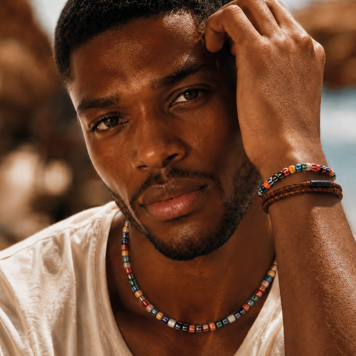 Mini Rigato Java Beaded Bracelet in Multicolour With Sterling Silver| Limited Edition