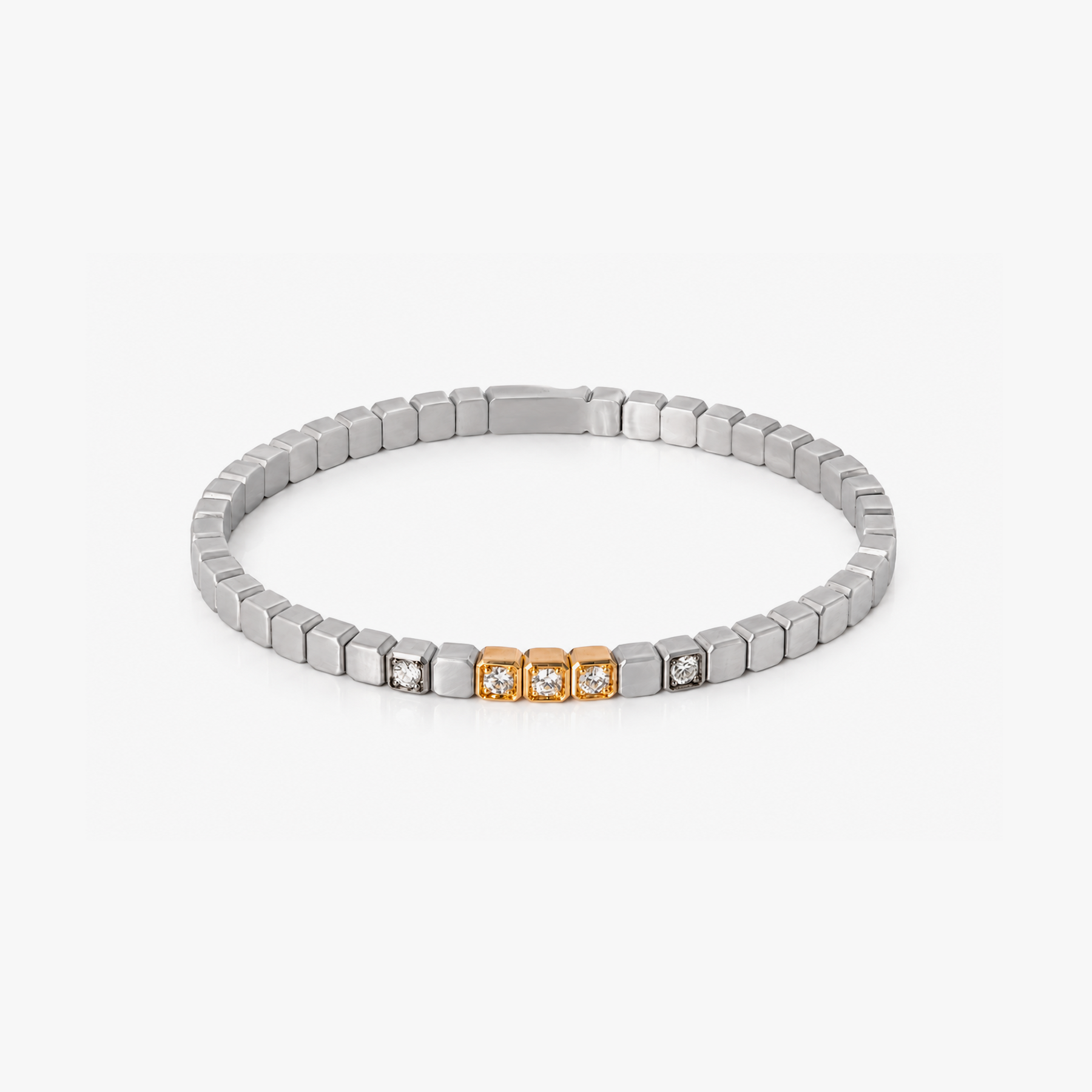 St Tropez Titanium & 18K Gold Diamond Bangle