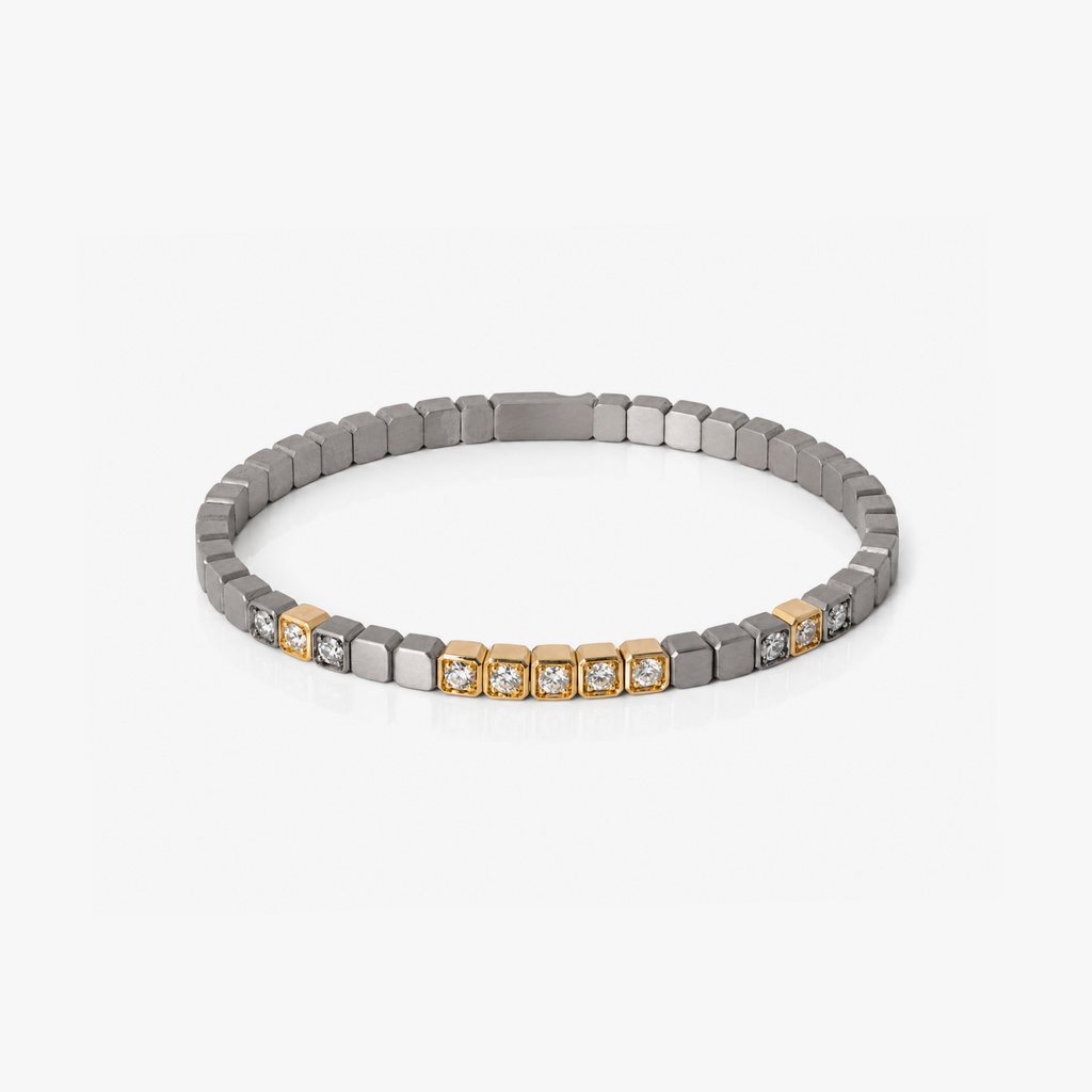 St Tropez Titanium & 18K Yellow Gold Diamond Bangle
