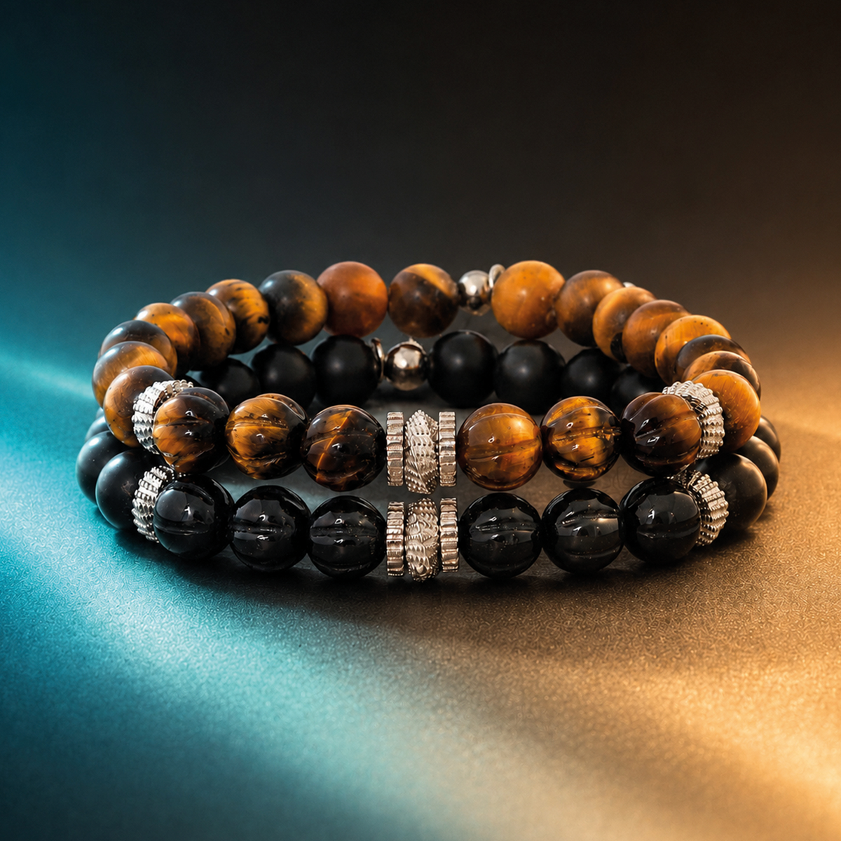 Mobius Gear Bracelet in Black Agate With Sterling Silver | Limited Edition