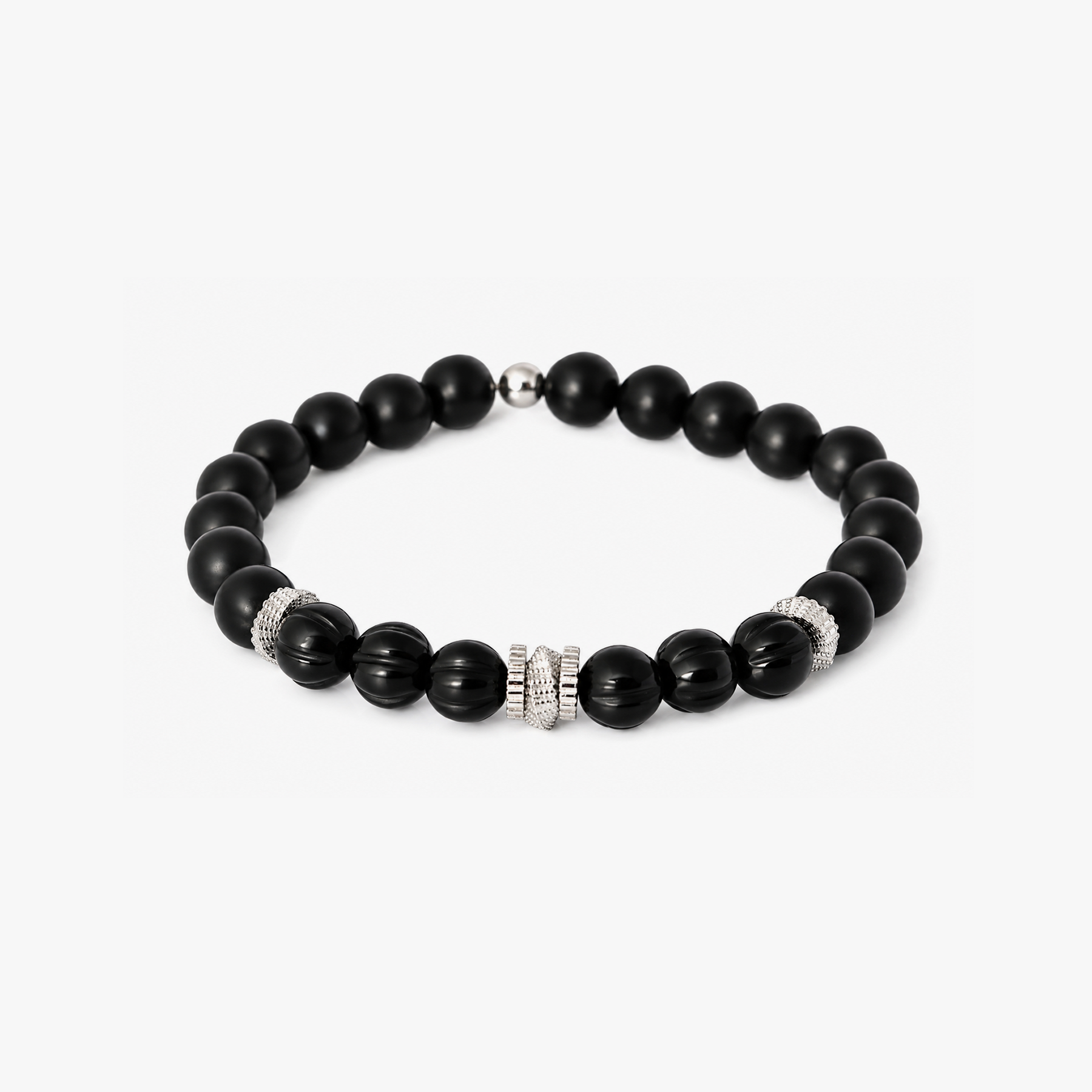 Mobius Gear Silver Bracelet in Black Agate | Limited Edition