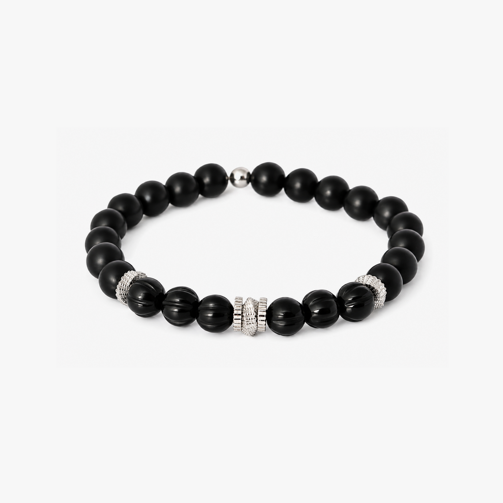 Mobius Gear Bracelet in Black Agate With Sterling Silver | Limited Edition