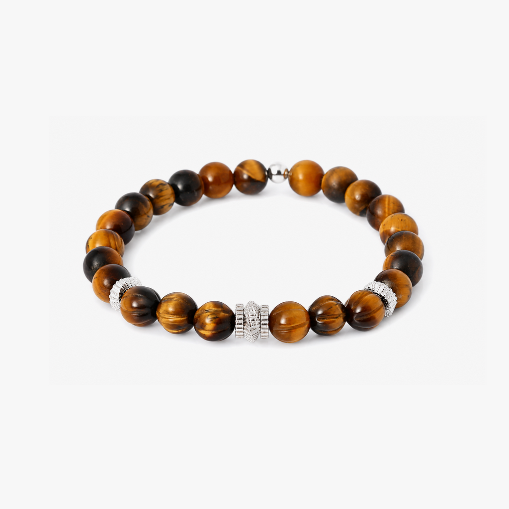 Mobius Gear Bracelet in Brown Tiger Eye with Sterling Silver | Limited Edition