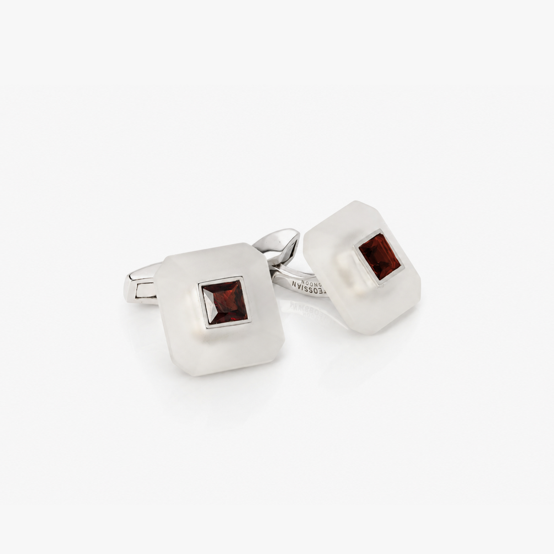 Art Deco Ice Gem Stone Cufflinks in Garnet