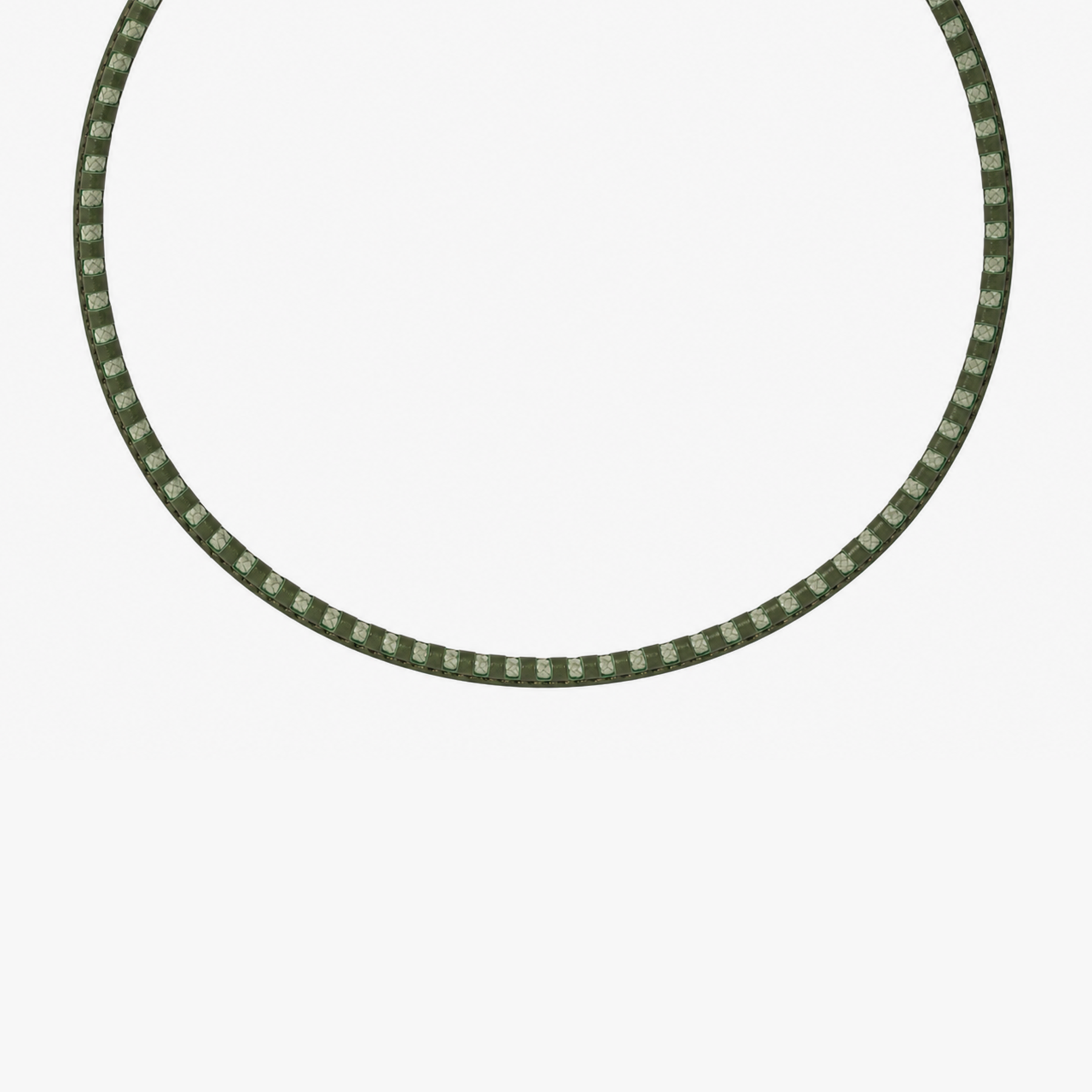 Mini Pop Perforated Pelle Necklace in Khaki Green