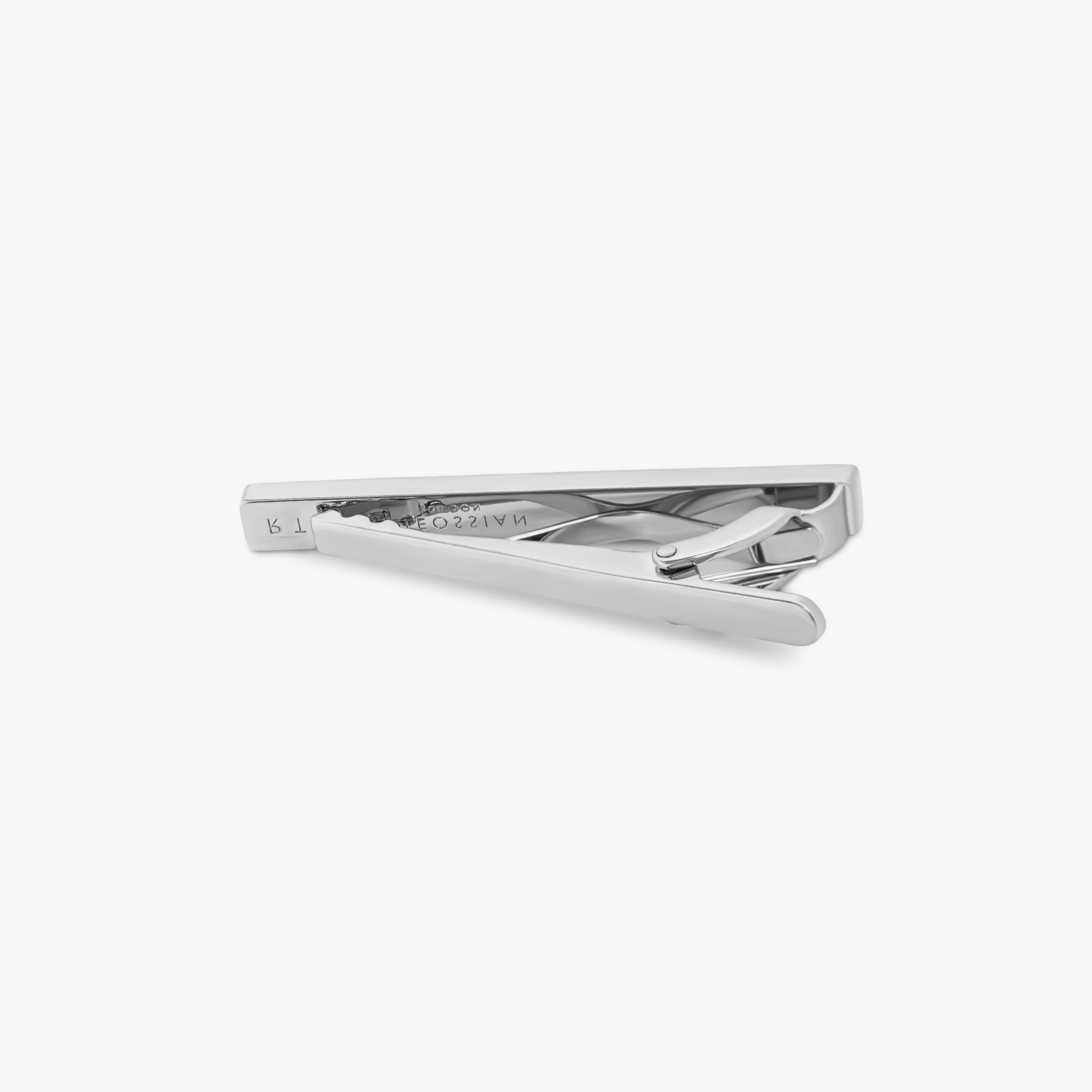 Mystical Animal Tie Clip in Palladium Plated with Brown Leather