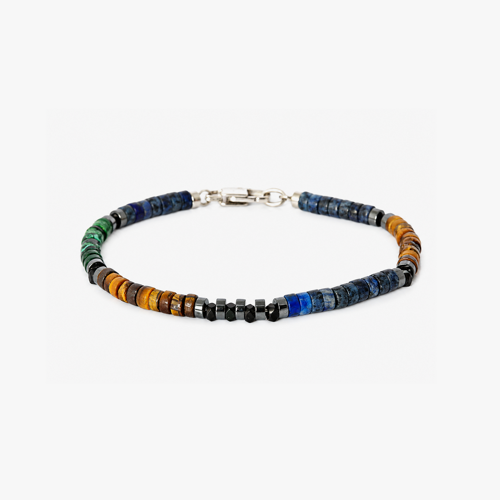 THOMPSON Multi Silver Clover Multicolour Beaded Bracelet