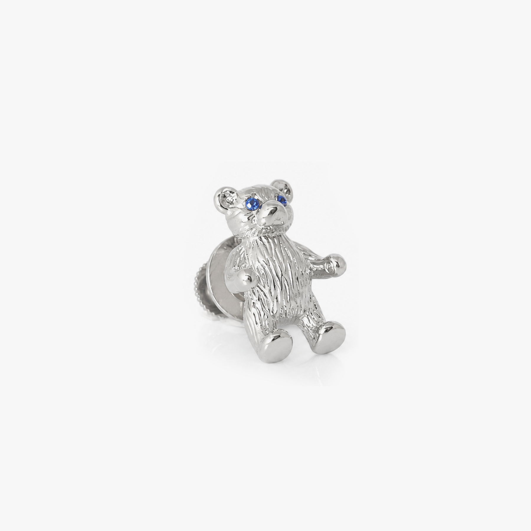 THOMPSON Teddy Bear Pin in palladium-plated with Blue Swarovski Crystal