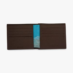 Mappa Mundi bifold wallet in blue and brown leather (UK) 3