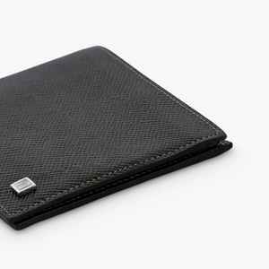 Bifold wallet in black and grey leather with white mother of pearl inlay (UK) 2