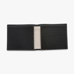Bifold wallet in black and grey leather with white mother of pearl inlay (UK) 3