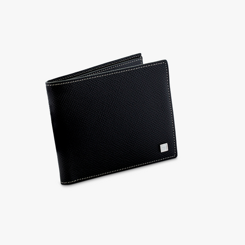 Bifold wallet in black and grey leather with white mother of pearl inlay (UK) 1