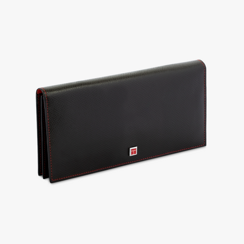 Long wallet in brown and red leather with coral inlay (UK) 1