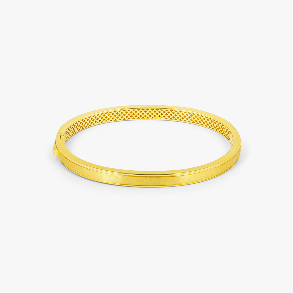 Buckingham Rope Hinge Cuff Bangle in Yellow Gold Plated Silver
