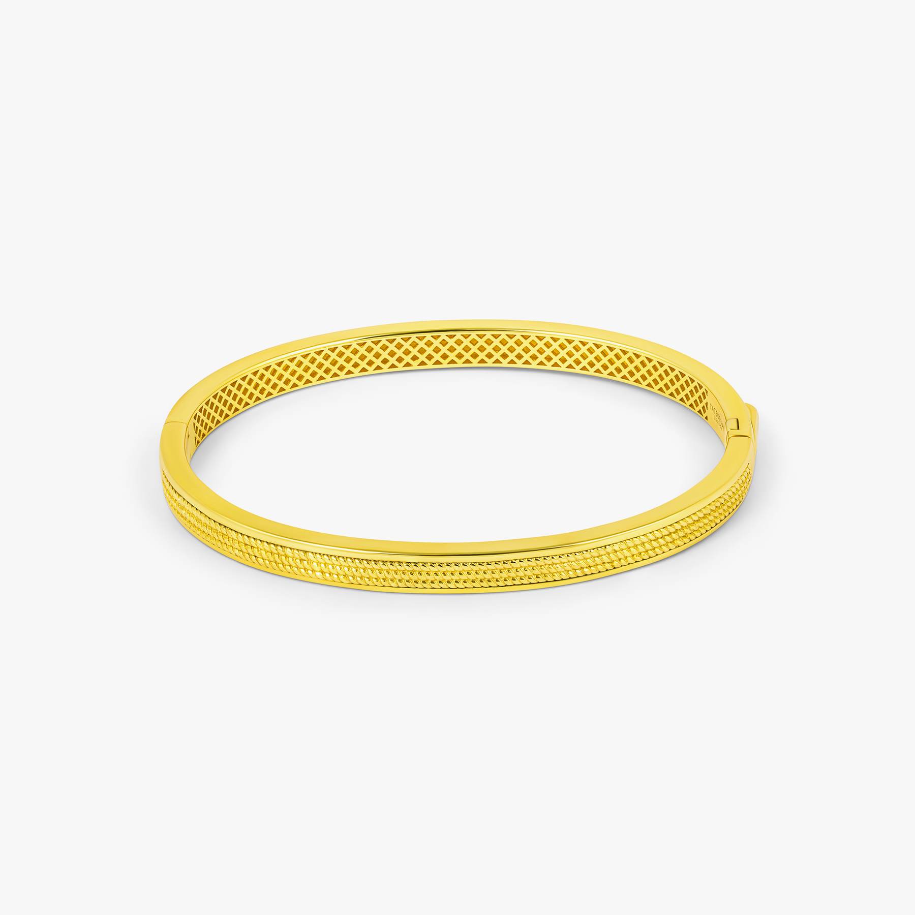 Buckingham Rope Hinge Cuff Bangle in Yellow Gold Plated Silver