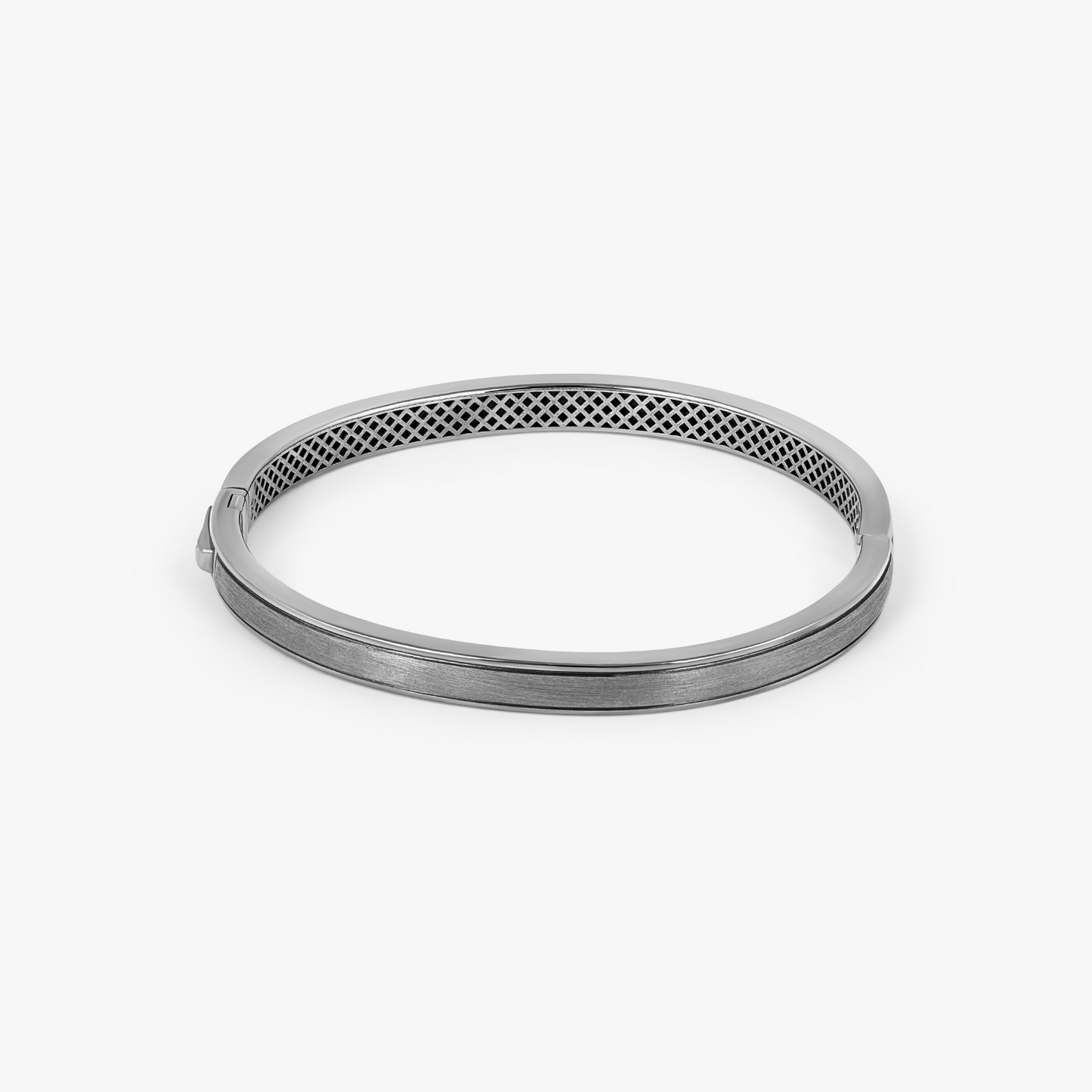 Buckingham Rope Hinge Cuff Bangle in Black Rhodium Silver