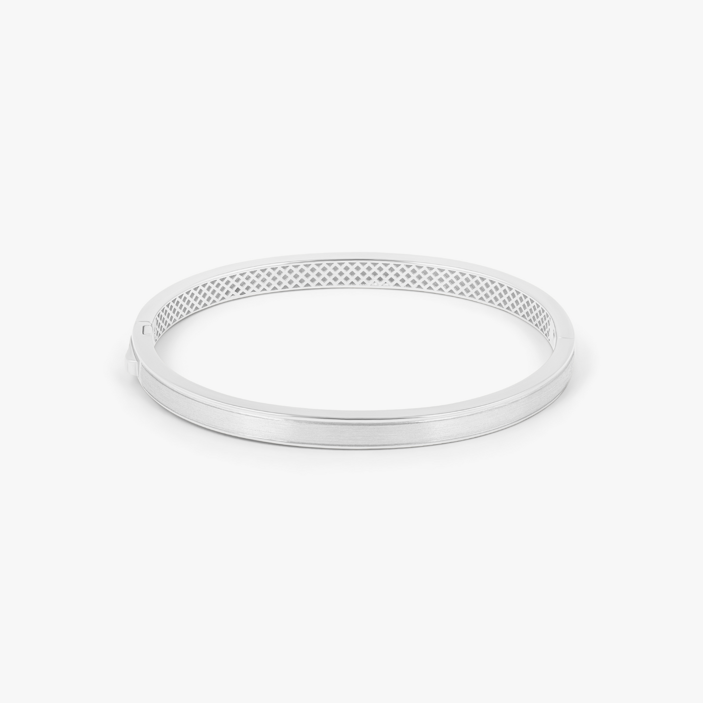 Buckingham Rope Hinge Cuff Bangle in Rhodium Silver