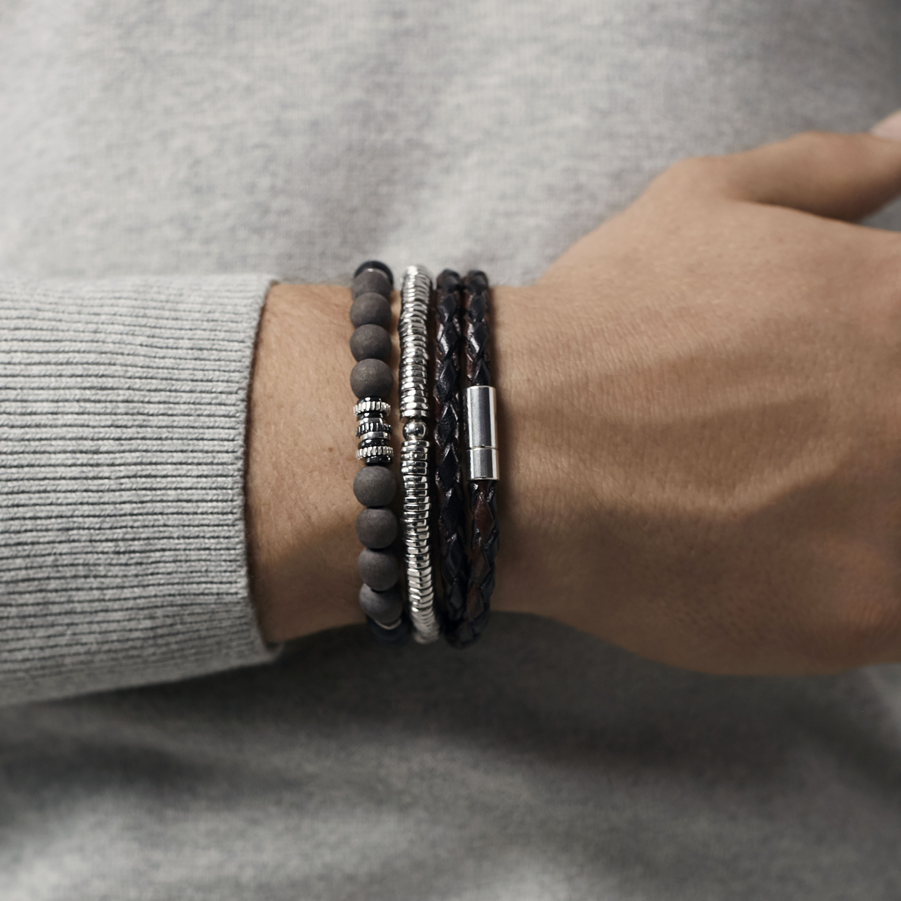 Pure Disc Expandable Silver Bracelet in Rhodium – Tateossian London