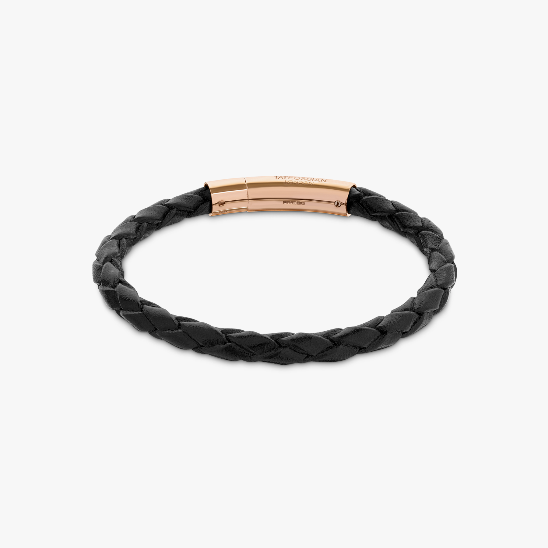 Tubo Scoubidou Bracelet In Black Leather With 18K Rose Gold