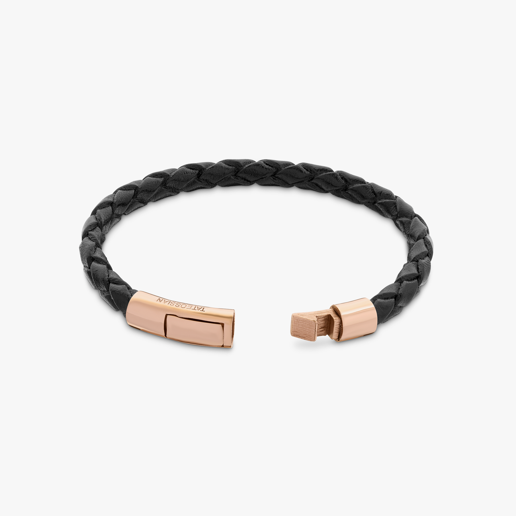 Tubo Scoubidou Bracelet In Black Leather With 18K Rose Gold