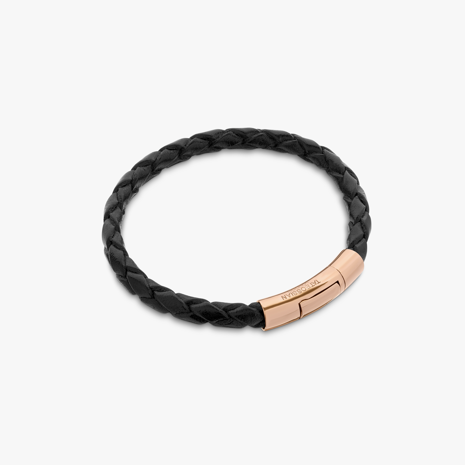 Tubo Scoubidou Bracelet In Black Leather With 18K Rose Gold