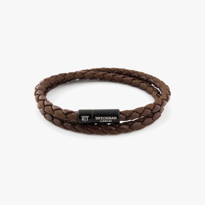 Pop Rigato Double Wrap Leather Bracelet In Black With Black Ruthenium –  Tateossian USA