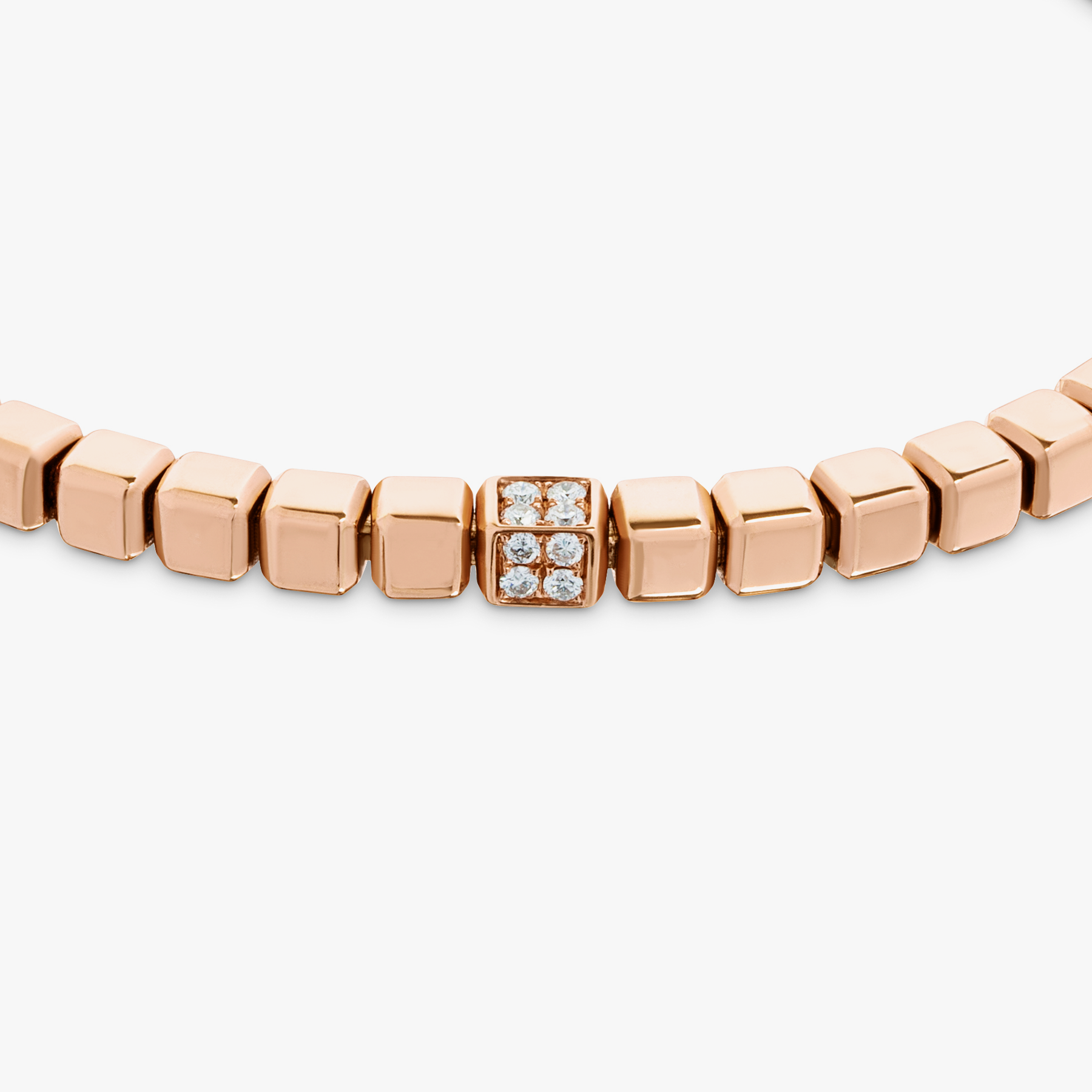 Quadro Cube bracelet with white diamonds and 18k rose gold