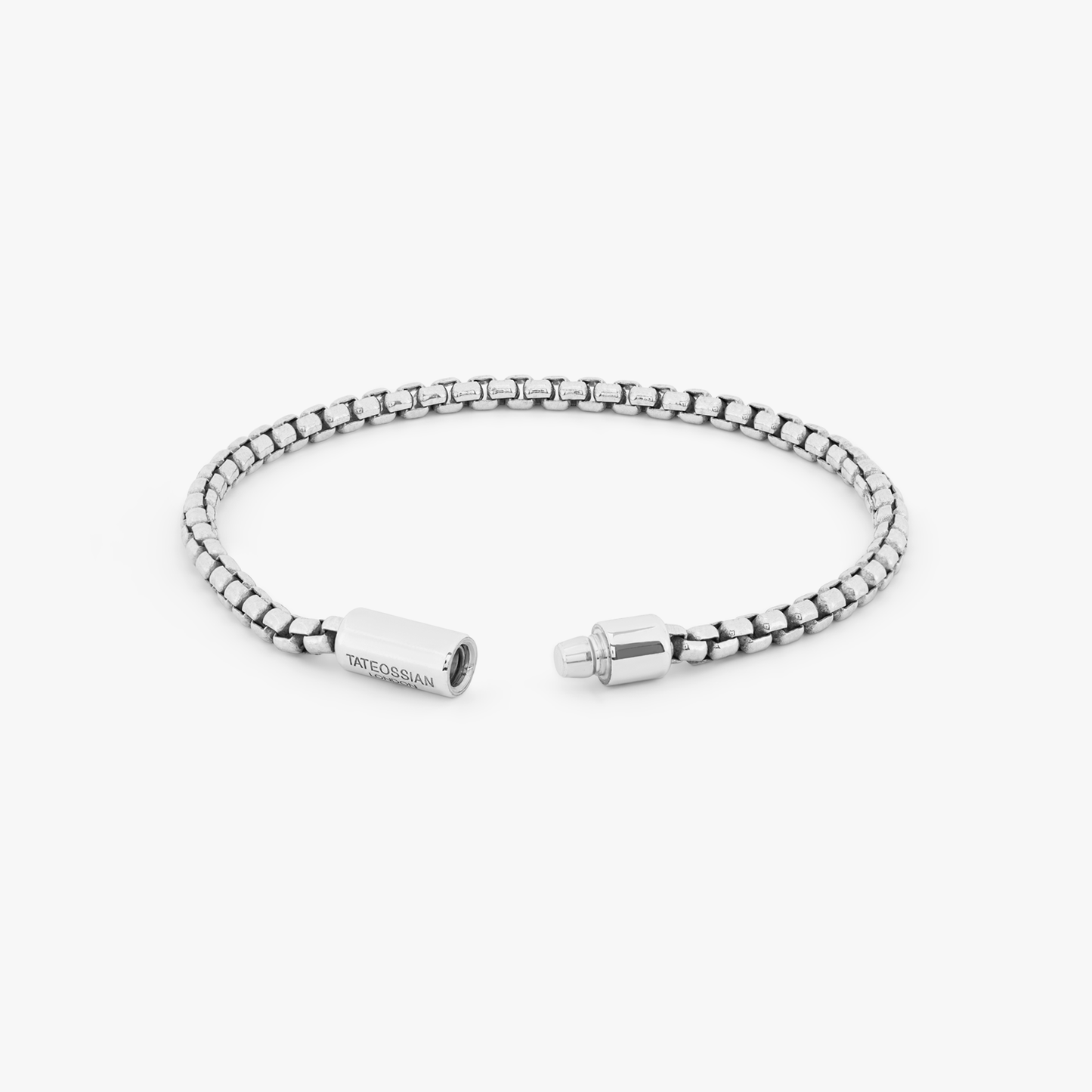 Pop Sleek Box Chain Bracelet In Rhodium Plated Silver