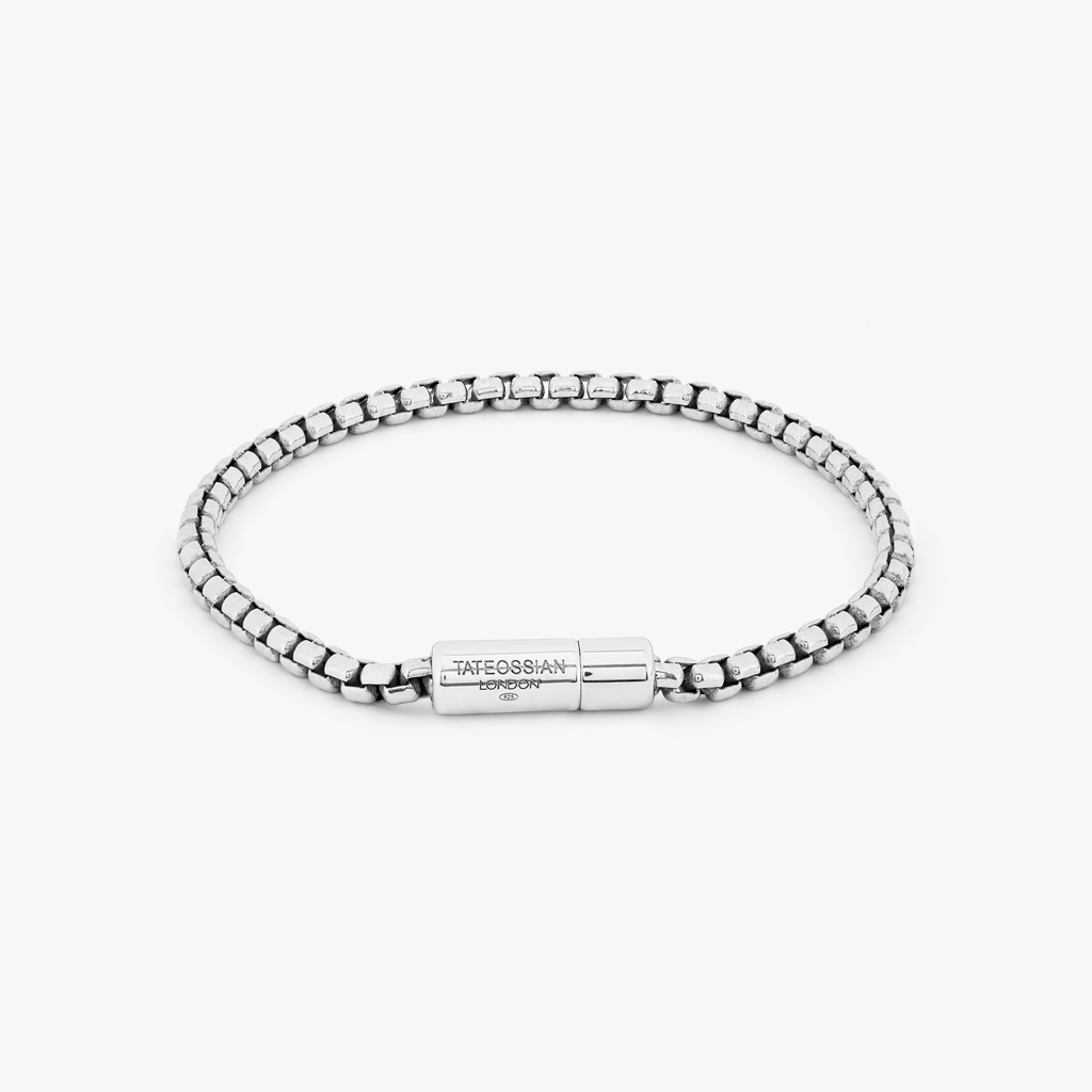 Pop Sleek Box Chain Bracelet In Rhodium Plated Silver – Tateossian