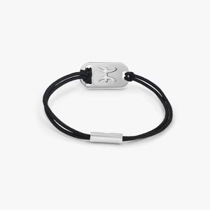 Silver Pisces bracelet with black cord