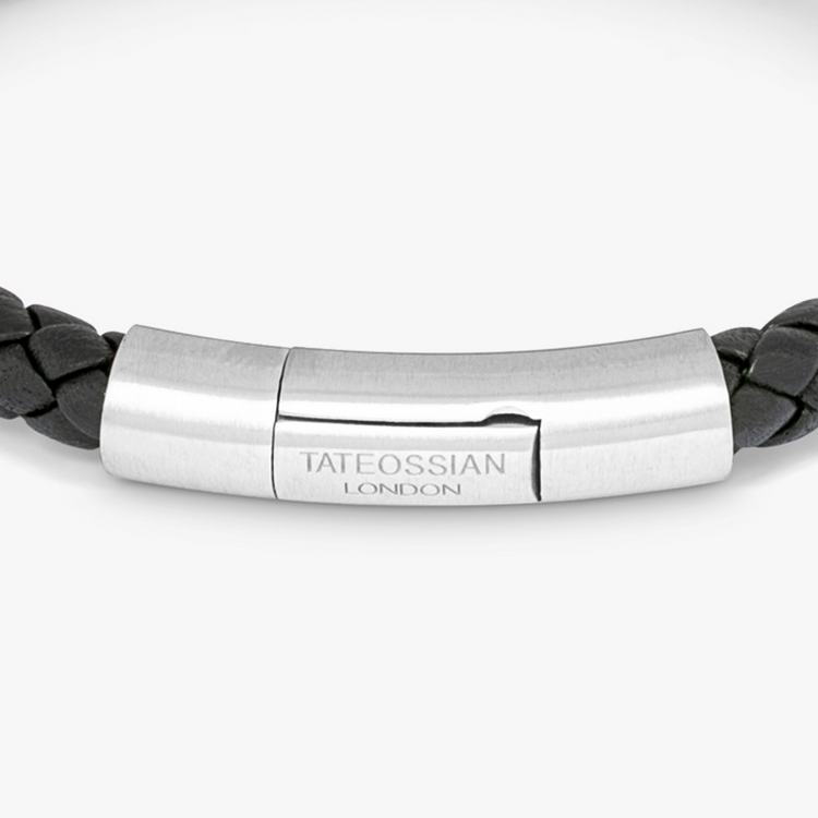 Braided Designer Stainless Steel and Leather Bracelet for Men, Boys Bl –  Shining Jewel