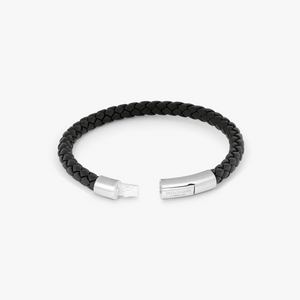 Charles Black Leather Bracelet With Rhodium Plated Silver – Tateossian USA