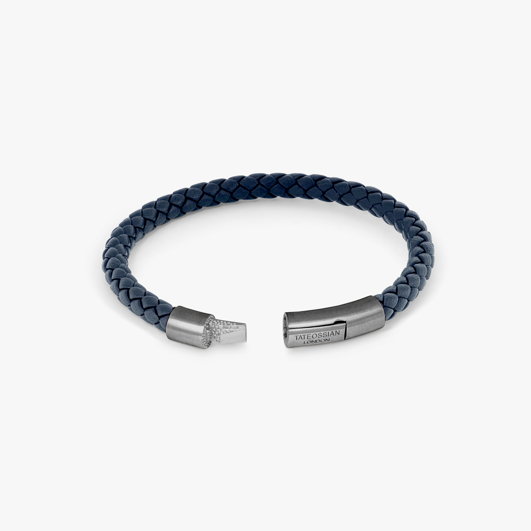 Charles Black Leather Bracelet With Rhodium Plated Silver – Tateossian USA