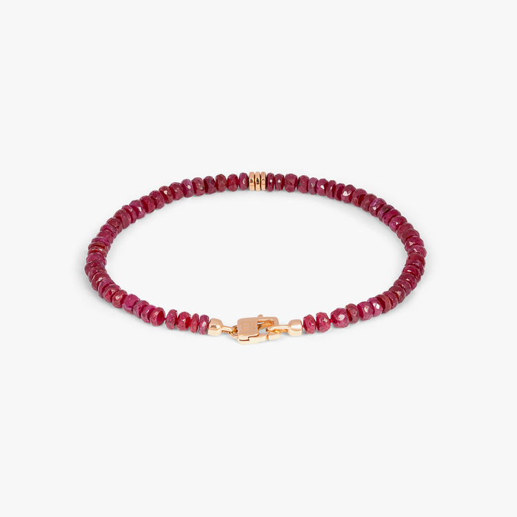 Genuine 41.95 Cts Red Ruby Faceted Beads Bracelet