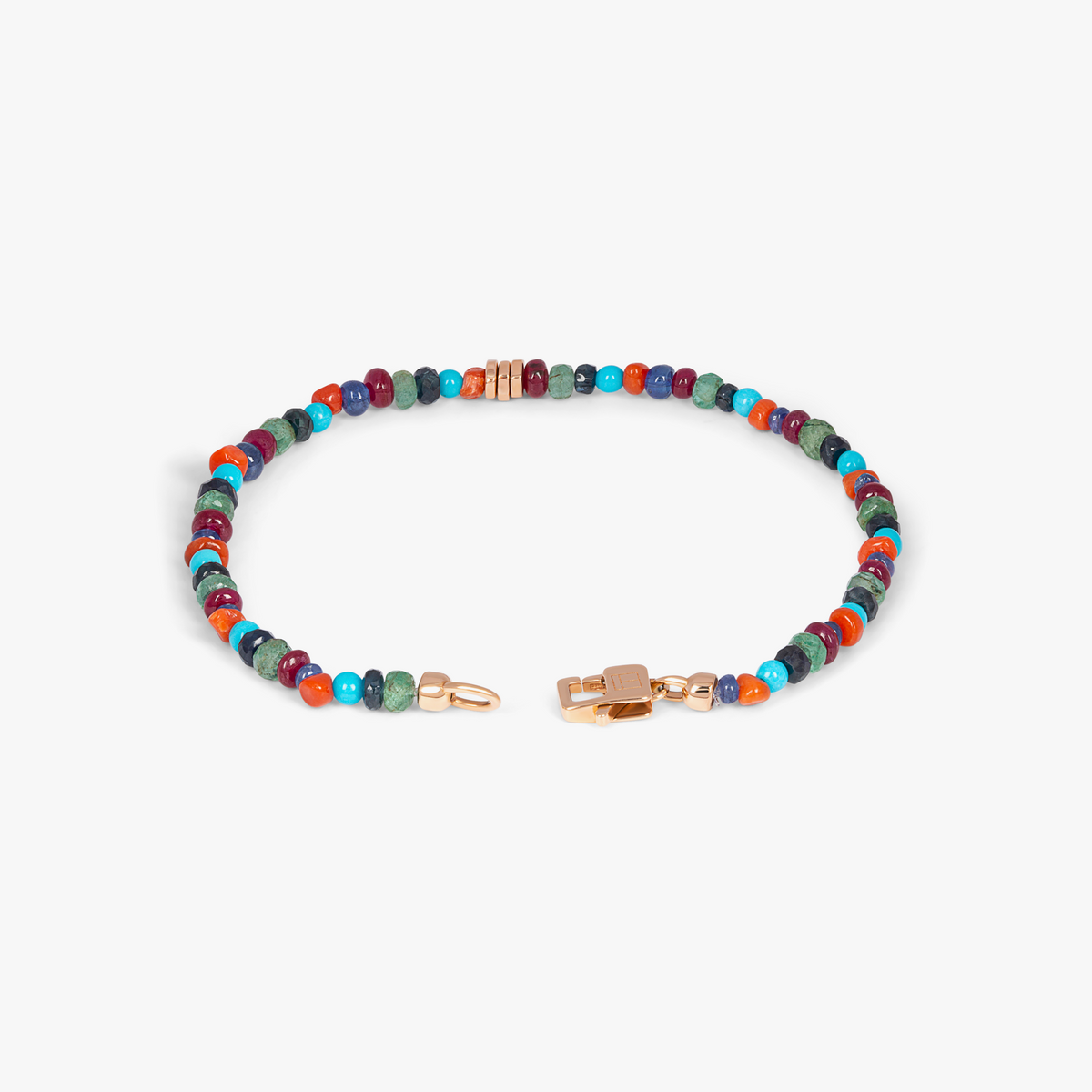 Precious Stone Bracelet With Multi-Colour Stones In 18K Rose Gold