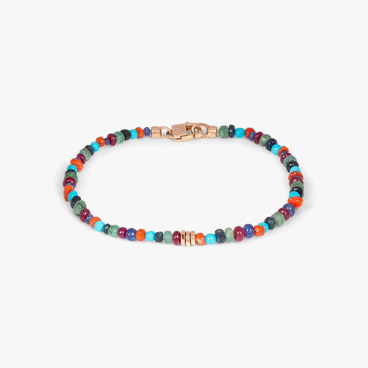 Precious Stone Bracelet With Multi-Colour Stones In 18K Rose Gold