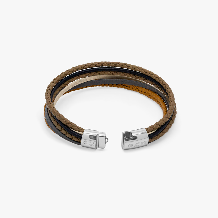 Tateossian Men's Diamond Giza Yellow Gold Clasp Leather Bracelet