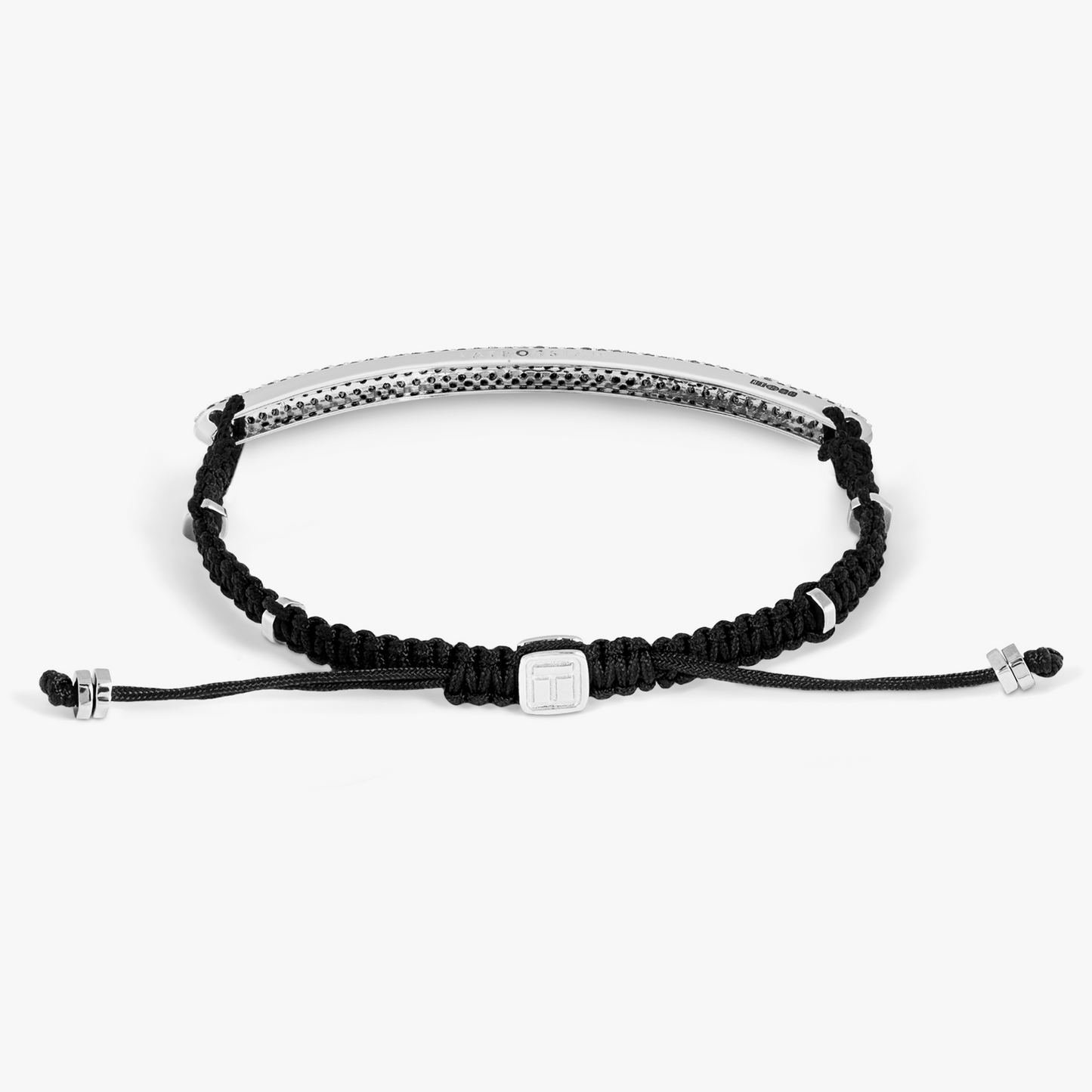 Windsor Baton Macrame Bracelet In Black With Black Diamond