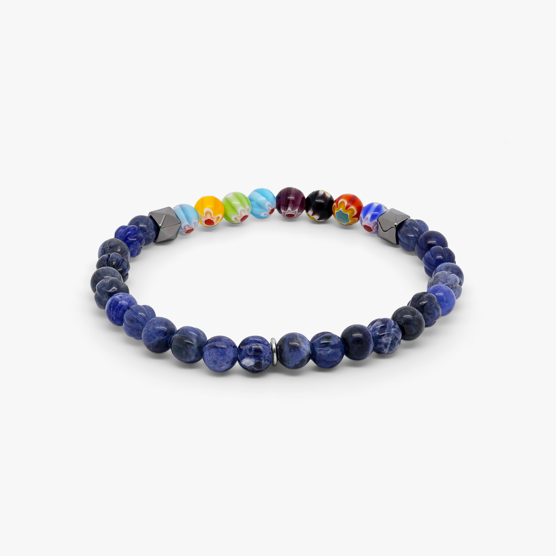 Millefiori Mini Beaded Bracelet With Blue Sodalite 