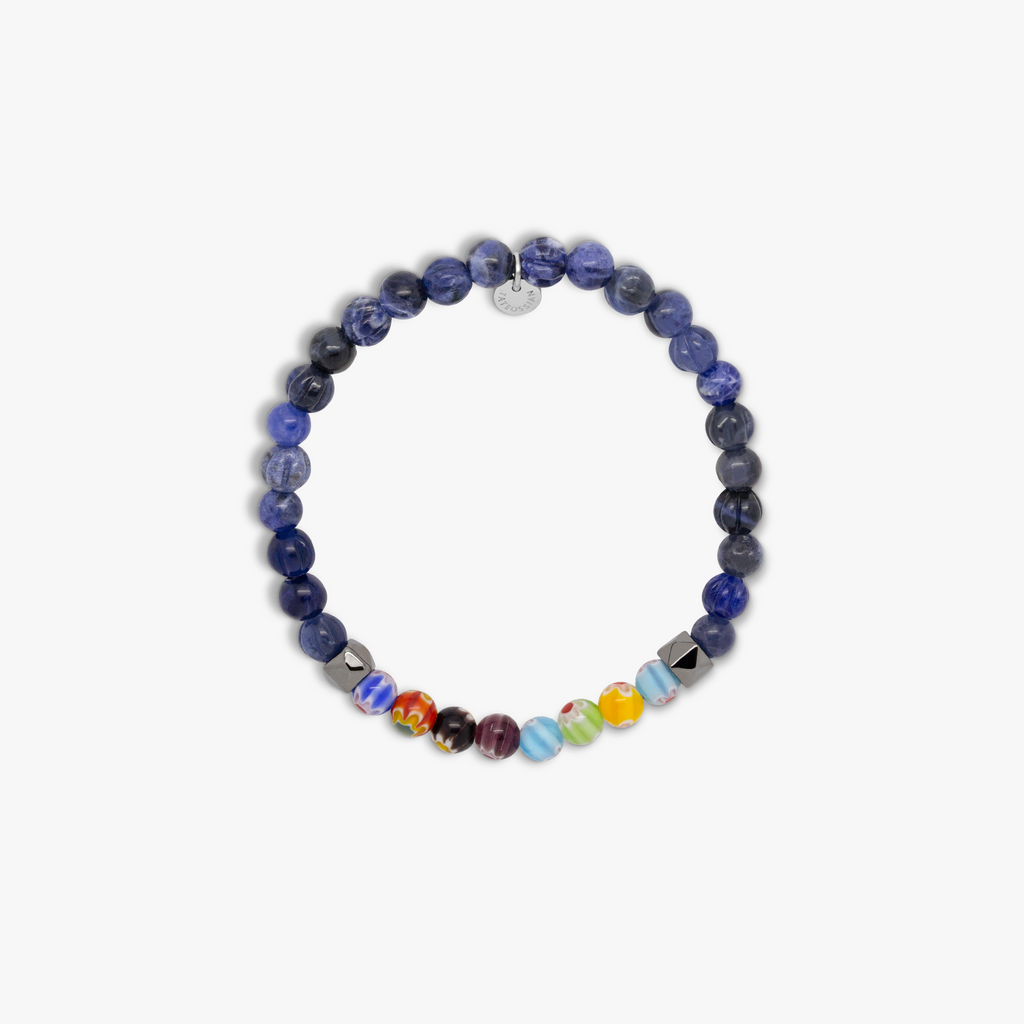 Millefiori Mini Beaded Bracelet With Blue Sodalite 