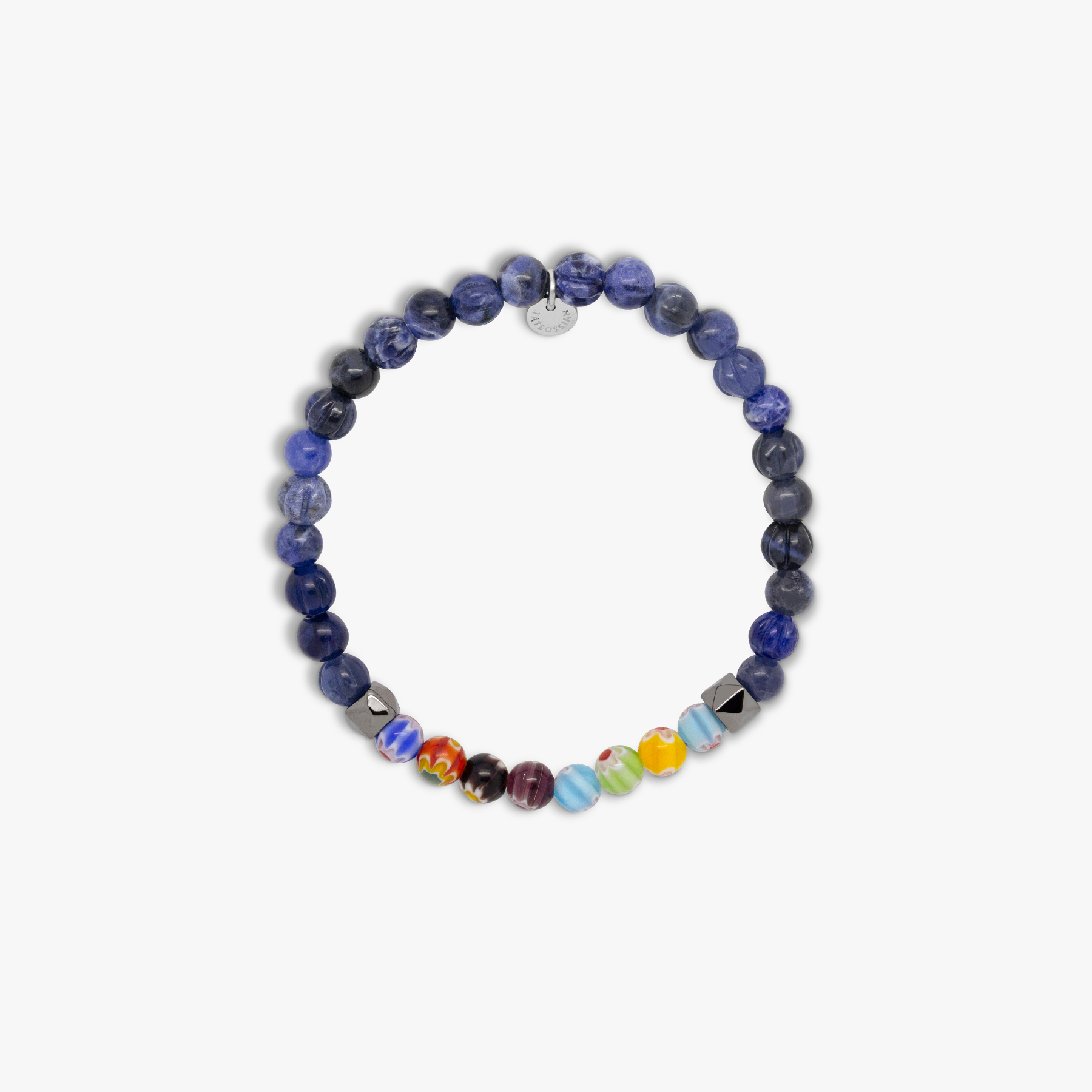 Millefiori Mini Beaded Bracelet With Blue Sodalite 