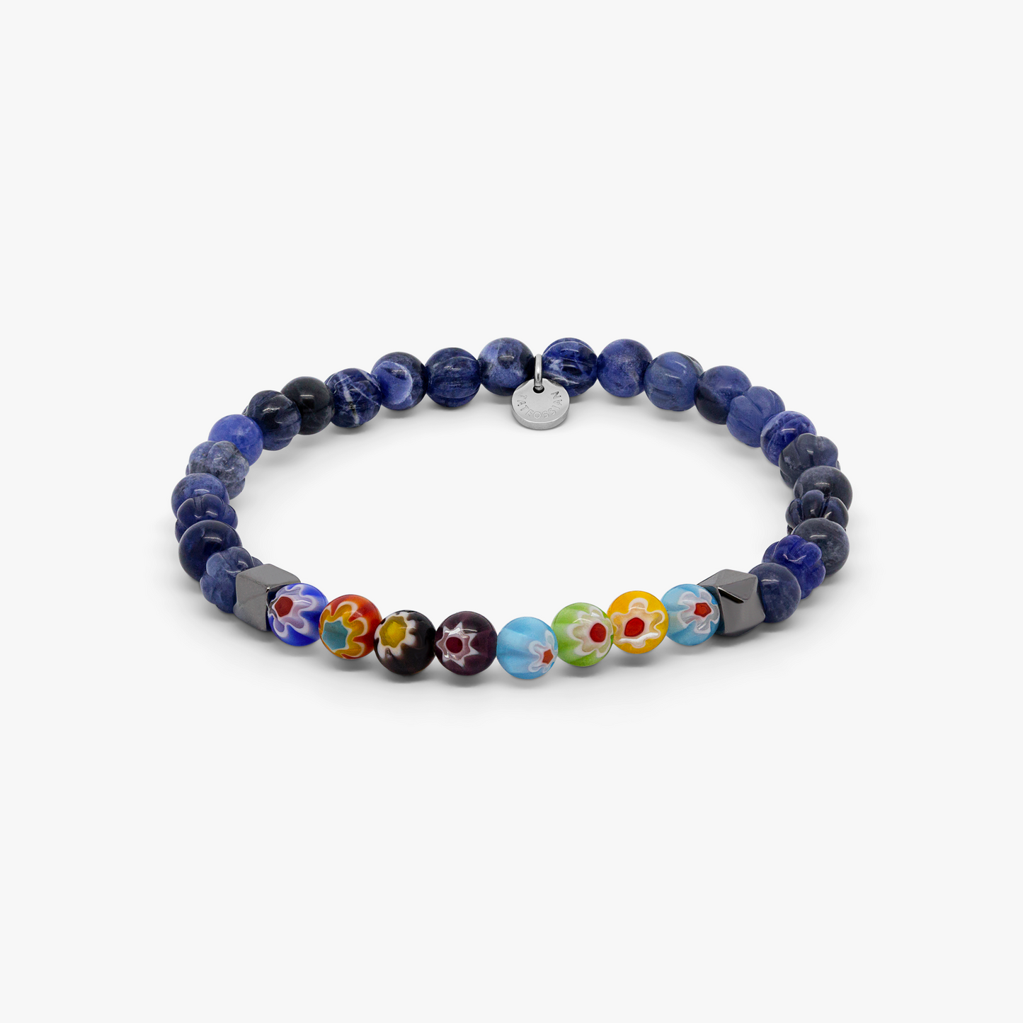 Millefiori Beaded Bracelet With Blue Sodalite 