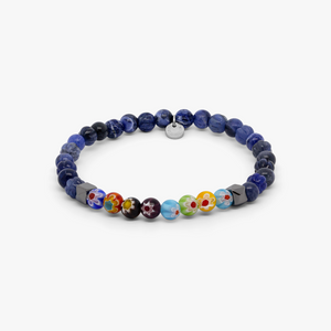 Millefiori Mini Beaded Bracelet With Blue Sodalite 
