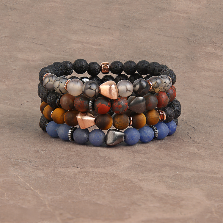 Brown Eye Tiger Precious Stones Wrap Bracelet For Man. Brown Eye