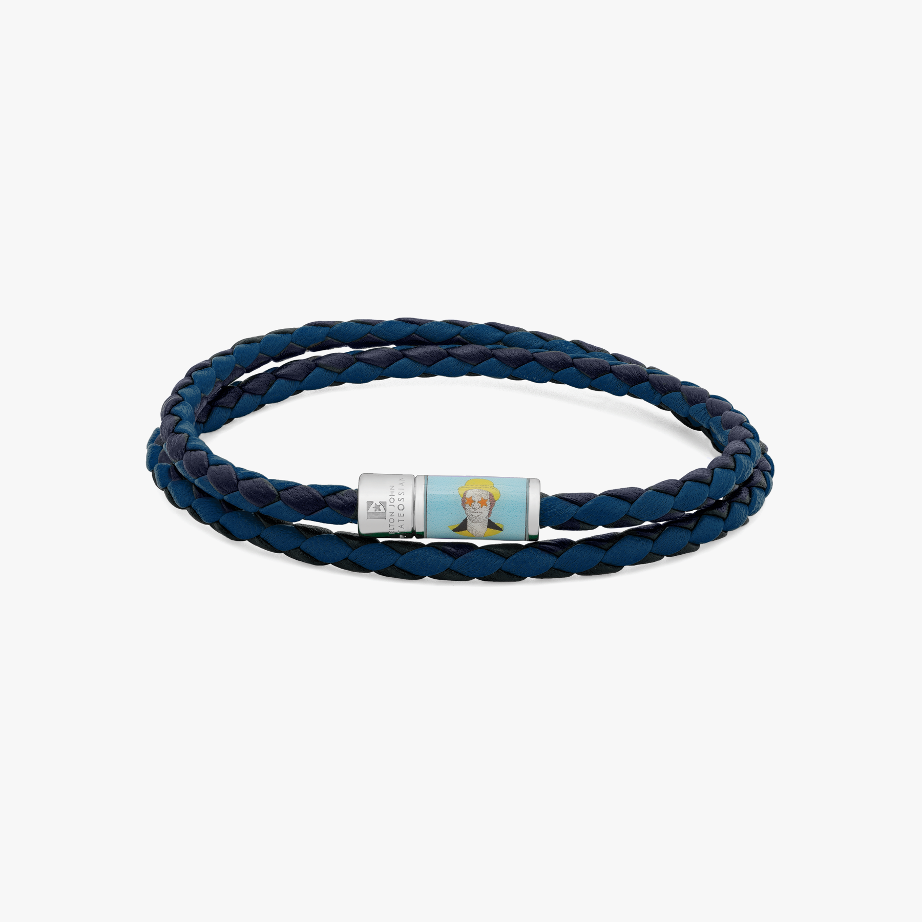 ELTON JOHN Star Pop bracelet in double wrap Italian blue and navy leathers