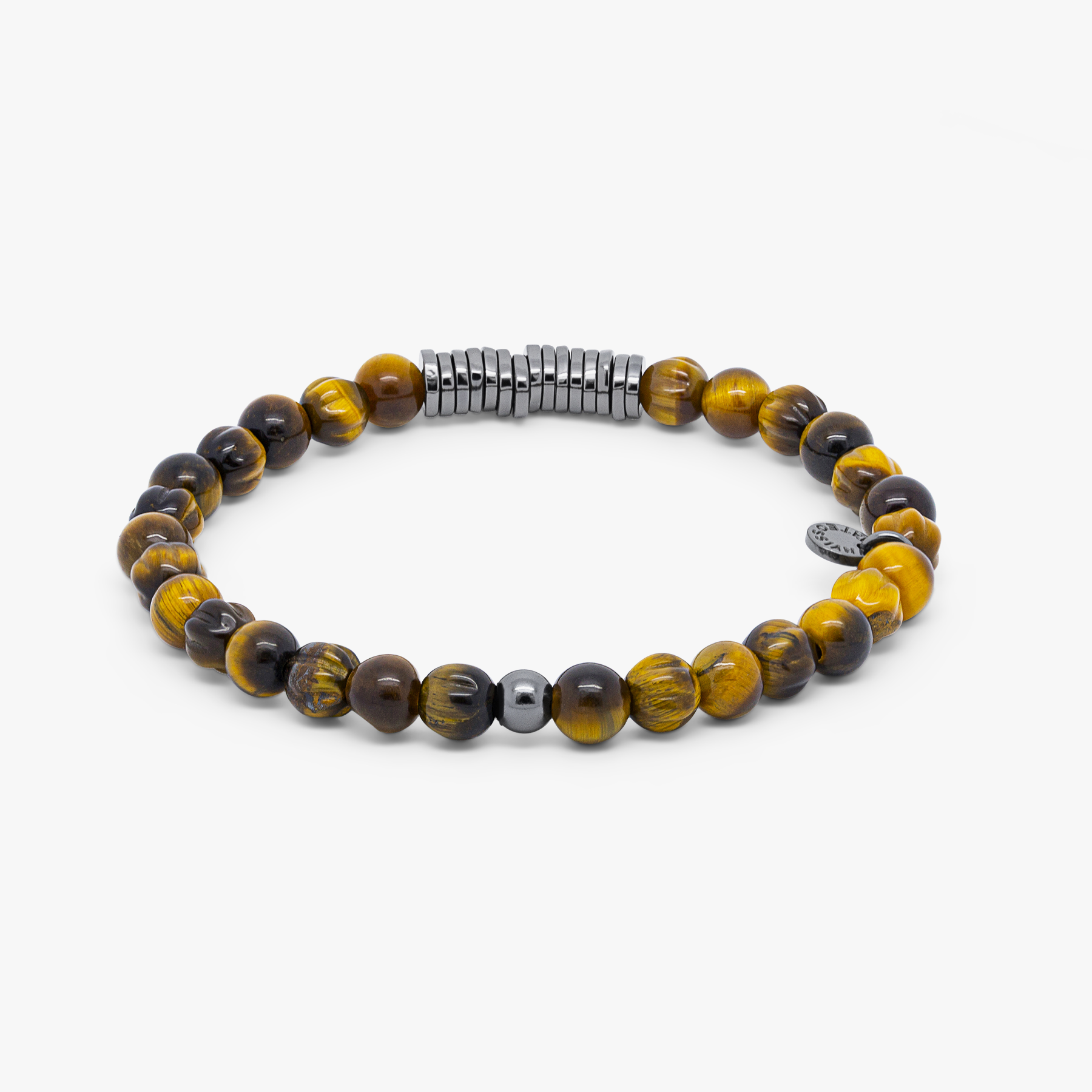 Classic Discs bracelet with tiger eye and black rhodium plated silver