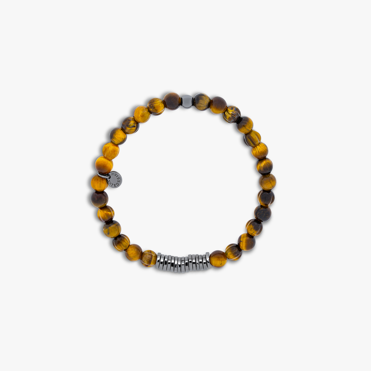 High Quality Leather Bracelet Men Classic Fashion Tiger Eye Beaded