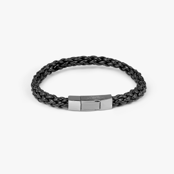 Tateossian Leather And Sterling Silver Bracelet In Forest Green | ModeSens